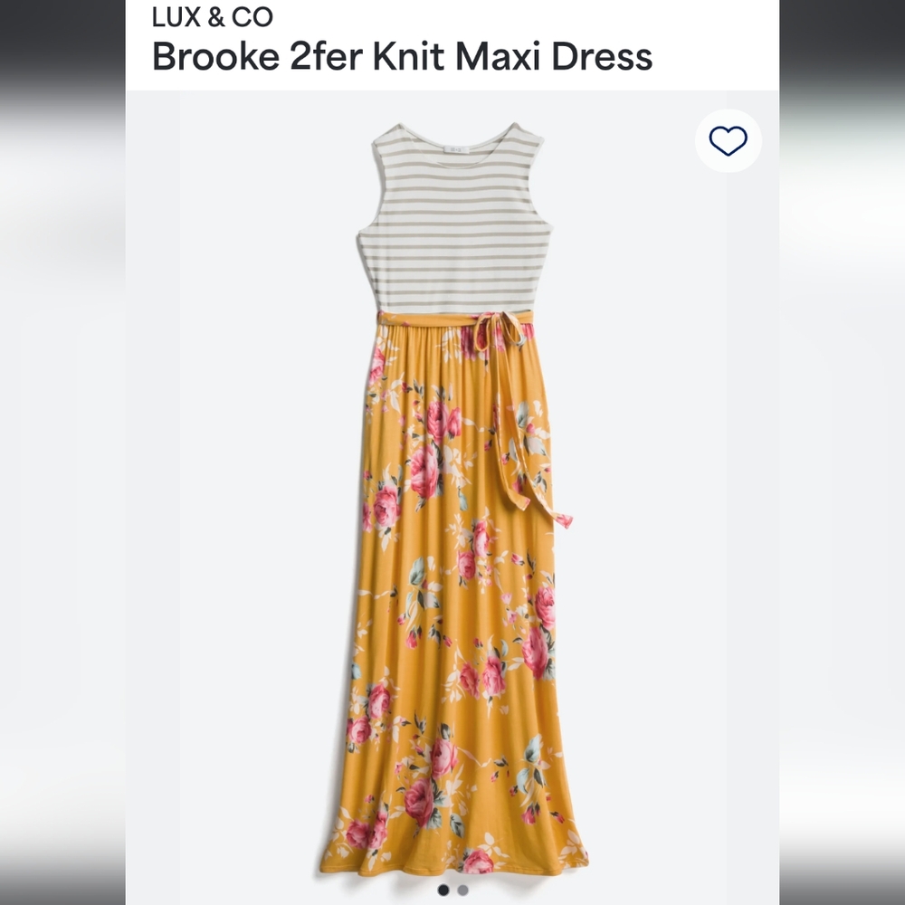 Lux & Co. Maxi dress by StitchFix. Size medium. Sleeveless. Mustard and white.